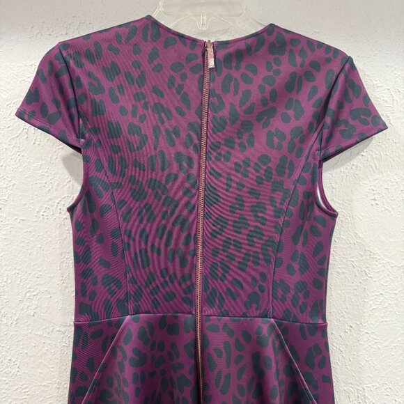 Ted Baker Animal And Floral Print Skater Dress Purple Size XS Size 1 TB - Picture 14 of 17